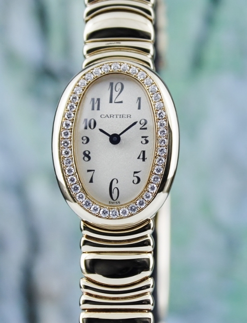 (image for) 100% ORIGINAL CARTIER 18K YELLOW GOLD MINI BAIGNOIRE WATCH / 1960